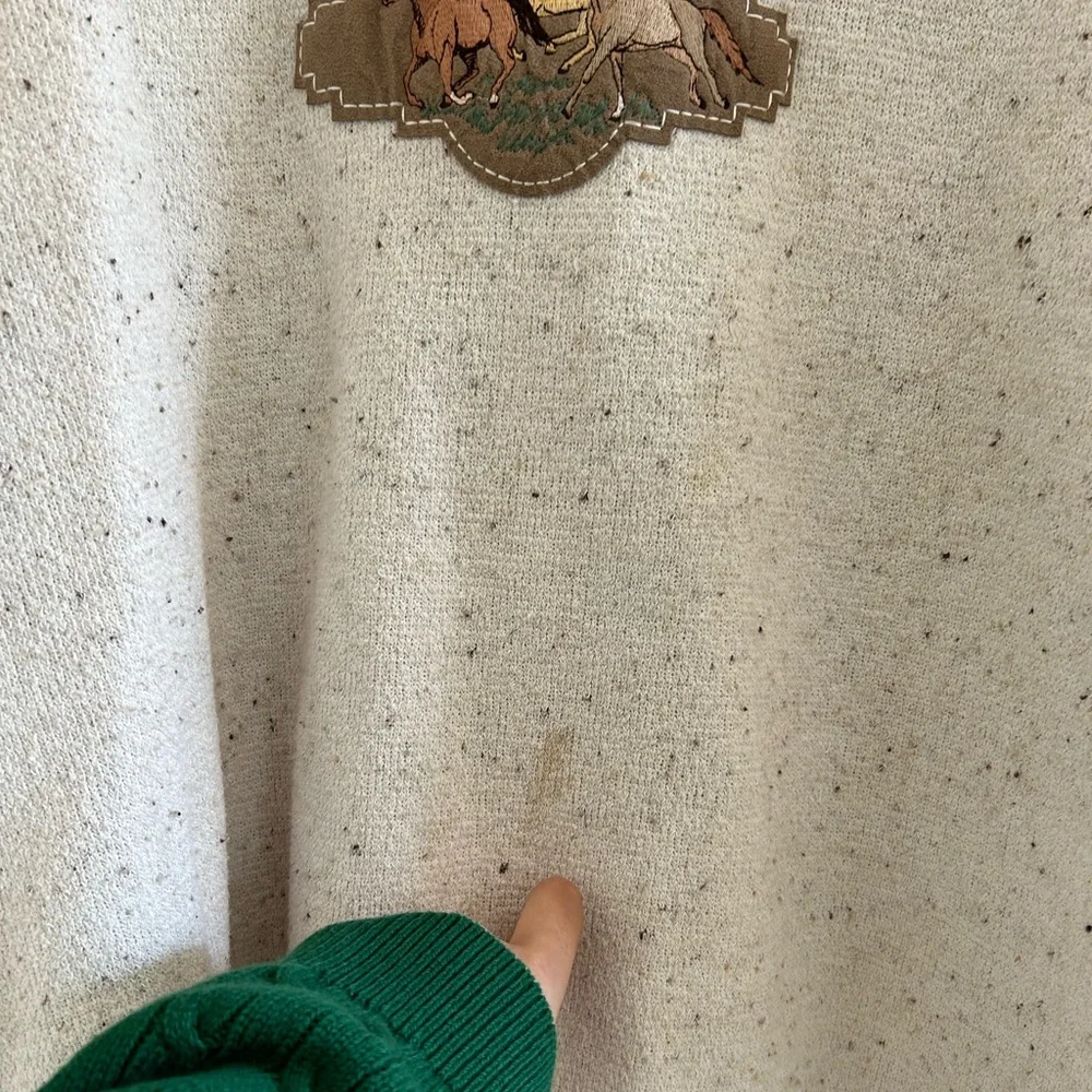 Vintage 90s Art Unlimited Horse Graphic Crewneck Sweatshirt Speckled Western XL - Picture 2 of 7